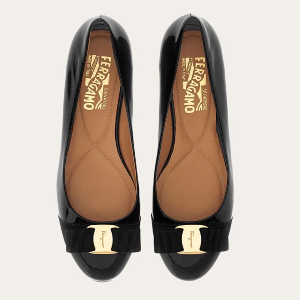 Salvatore Ferragamo Varina Patent Leather Ballet Flats 6.5